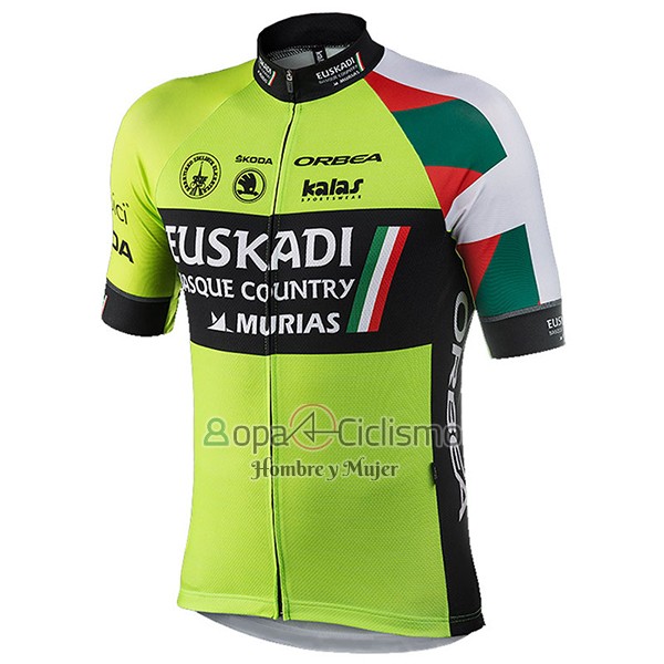 Euskadi Ropa Ciclismo Culotte Corto 2017 Hombre Mangas Cortas Verde y Negro